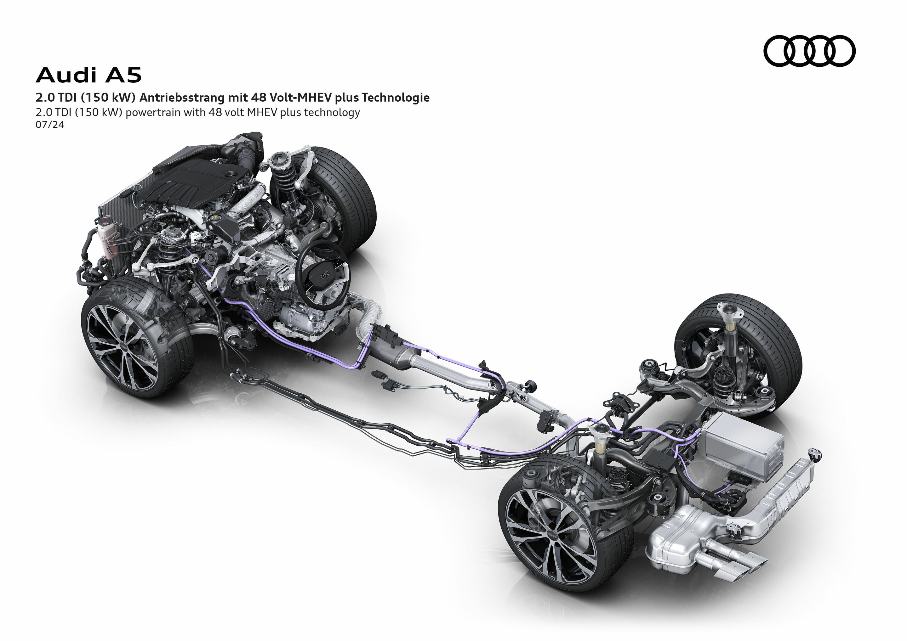 Illustration - Audi A5 - 2.0 TDI (150 kW) powertrain wirh 48 volt MHEV plus technology